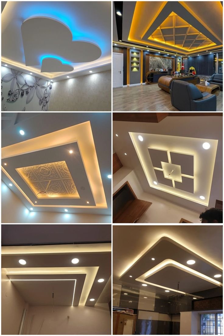 Décoration plafond staff avec éclairage LED
